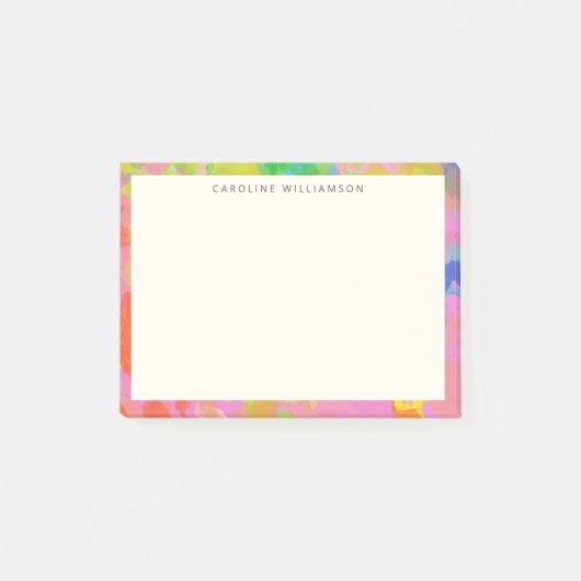 Helder abstract verf rand gepersonaliseerde naam post-it® notes (Voorkant)
