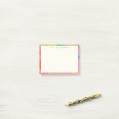 Helder abstract verf rand gepersonaliseerde naam post-it® notes (Op bureau)
