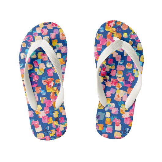 Helder Abstract vierkant patroon Kinder Teenslippers (Voetbed)