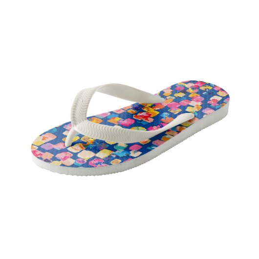 Helder Abstract vierkant patroon Kinder Teenslippers (Schuin)