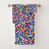 Helder Abstract vierkant vierkant patroon Bad Handdoek (Insitu)