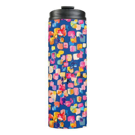 Helder Abstract vierkant vierkant patroon Thermosbeker (Voorkant)