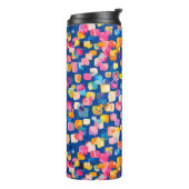 Helder Abstract vierkant vierkant patroon Thermosbeker (Gedraaid links)