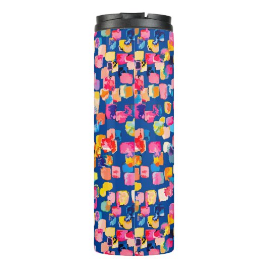 Helder Abstract vierkant vierkant patroon Thermosbeker (Achterkant)