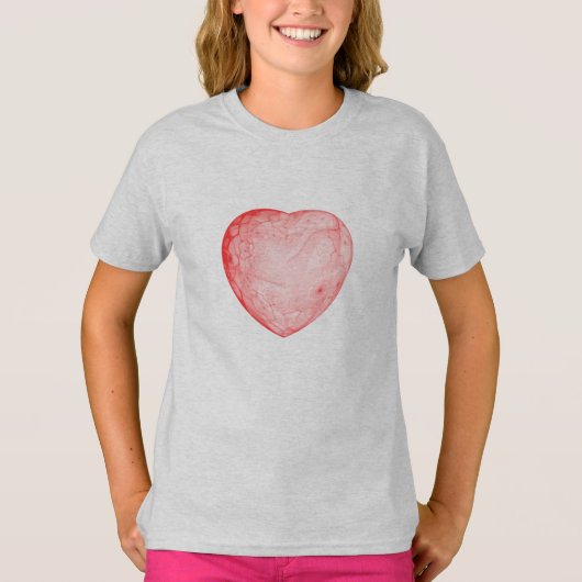 Helder abstracte fractal rood hart, Fractal hart T-shirt (Voorkant)