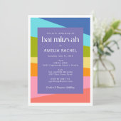 Helder Abstracte geometrische regenboogbat Mitzvah Kaart (Staand voorkant)