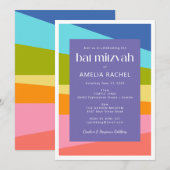 Helder Abstracte geometrische regenboogbat Mitzvah Kaart (Voorkant / Achterkant)