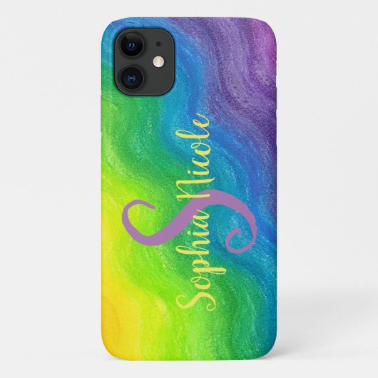 Helder Abstracte regenboogkleurige Ombre Monogram Case-Mate iPhone Case (Achterkant)