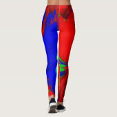 Helder Abstracte waterkleurige rode blauwe tinten Leggings (Achterkant)