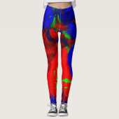 Helder Abstracte waterkleurige rode blauwe tinten Leggings (Voorkant)