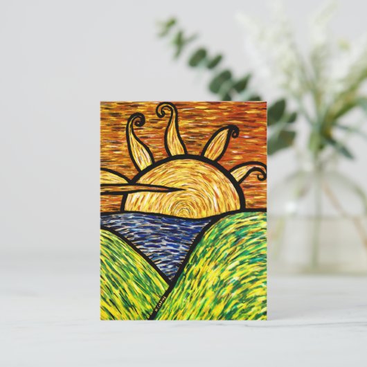 Helder Abstracte zonsondergang Briefkaart (Staand voorkant)