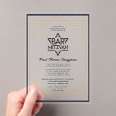 Helder Acrylaat BAR MITZVAH Marineblauw Goud Moder Acryl Uitnodigingen (Insitu (Draagbaar))