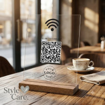 Helder Acrylaat Bord met Scan om WiFi Info te Verb