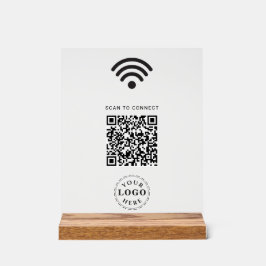 Helder Acrylaat Bord met Scan om WiFi Info te Verb