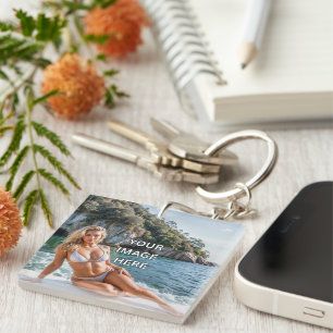 HELDER! 🔑 Acrylaat Sleutelhanger – Voeg Afbeeldin