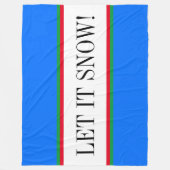 Helder Alpine Blauw Wit "LET IT SNOW" Stripes Fleece Deken (Voorkant)