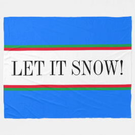 Helder Alpine Blauw Wit "LET IT SNOW" Stripes Fleece Deken