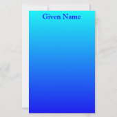 Helder Aqua Blauwe Gepersonaliseerde Ombre Briefpapier (Voorkant)