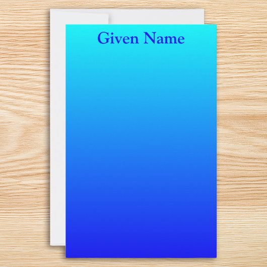 Helder Aqua Blauwe Gepersonaliseerde Ombre Briefpapier