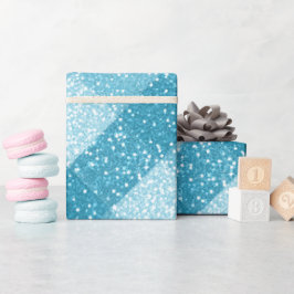 Helder Aqua Blauwe Glitter Witte Glans Patroon Cadeaupapier