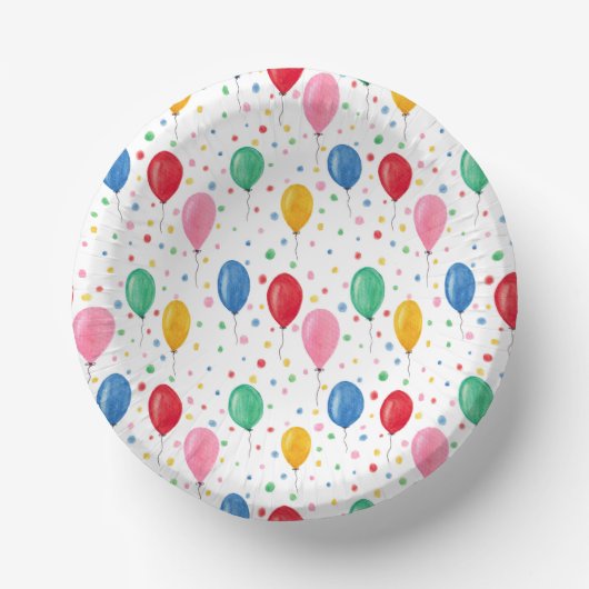 Helder aquarel ballon papier kommen | Leuke feestj (Voorkant)
