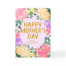 Helder aquarel bloemenmoederdagkaart