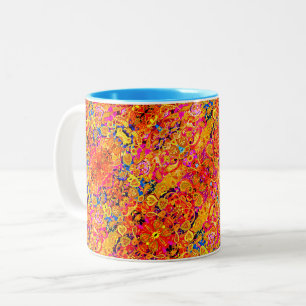 Helder artistiek paisley bloemmotief tweekleurige koffiemok