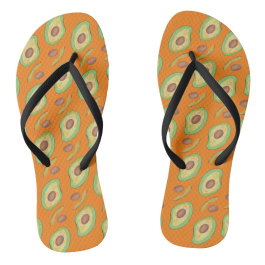 Helder Avocado en Oranje groen patroon Teenslippers (Voetbed)