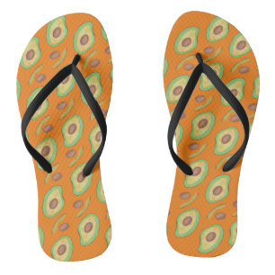 Helder Avocado en Pit Oranje Groen Patroon Teenslippers
