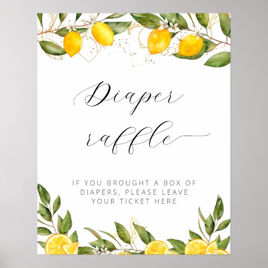 Helder Baby shower met zomerluier op Lemon Poster (Voorkant)