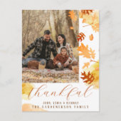 Helder blad herfstblad dankbaar foto briefkaart (Voorkant)