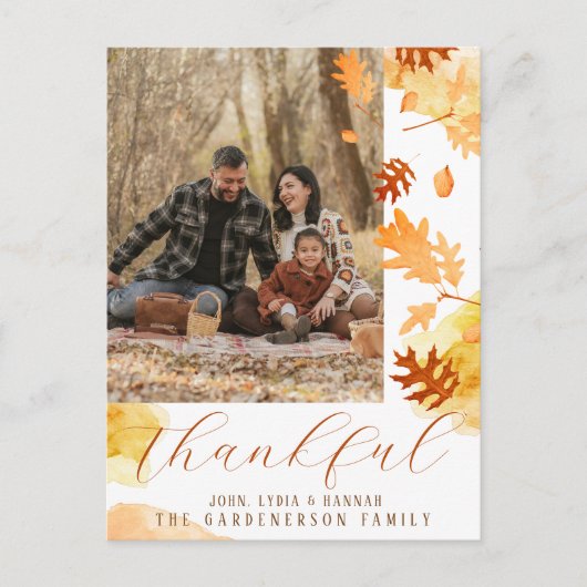 Helder blad herfstblad dankbaar foto briefkaart (Voorkant)