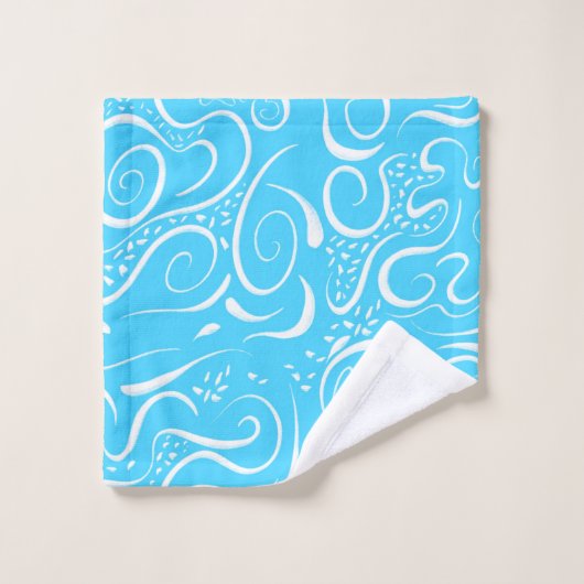 Helder blauw Abstract zwendel Bad Handdoek (Wasdoekje)
