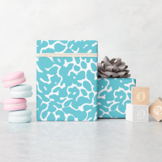 Helder blauw aqua luipaard huidpatroon cadeaupapier