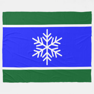 Helder Blauw Bos Groen Witte Strepen Sneeuwvlok Fleece Deken