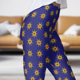 Helder blauw en goud ster patroon leggings