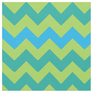 Helder blauw en groen Chevrons stof