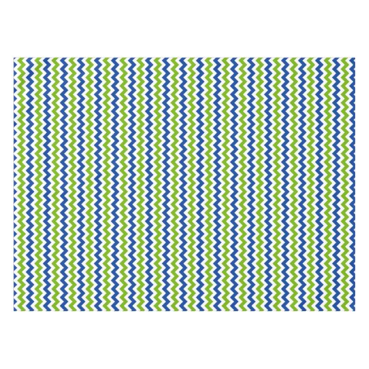 Helder blauw en kalkgroen zigzag tafelkleed (Voorkant (Horizontaal))