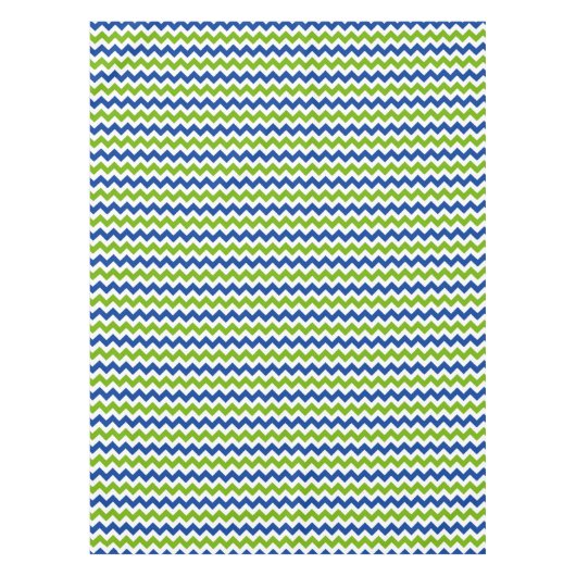 Helder blauw en kalkgroen zigzag tafelkleed (Voorkant)