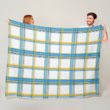 Helder Blauw Geel Geruit Esthetisch Fleece