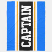 Helder Blauw Geel Zwart CAPTAIN Racing Stripes Fleece Deken (Voorkant)