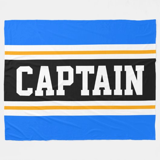 Helder Blauw Geel Zwart CAPTAIN Racing Stripes Fleece Deken (Voorkant (Horizontaal))