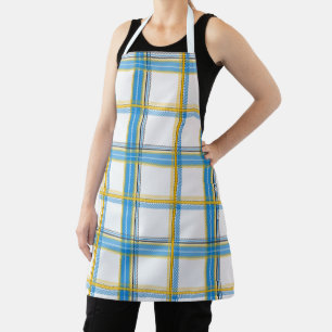 Helder blauw-gele ruiten aesthetic schort