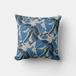 Helder Blauw Grijs Zwart Diagonaal Art MCM Look Kussen