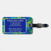 Helder Blauw & Groen Camouflage Glitter Camo Naam Bagagelabel (Achterkant horizontaal)