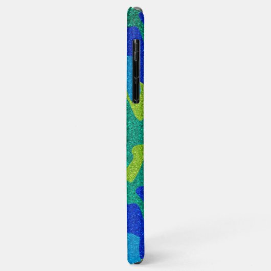 Helder Blauw & Groen Camouflage Glitter Camo Naam Case-Mate iPhone Case (Achterkant/links)