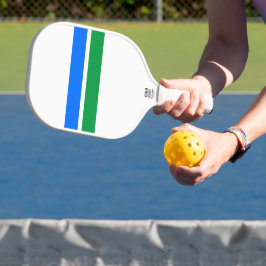 Helder Blauw Groen Racing Stripes Witte Achtergron Pickleball Paddle