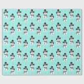 Helder blauw met sneeuwpop cadeaupapier (Vlak)