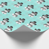 Helder blauw met sneeuwpop cadeaupapier (Hoek)