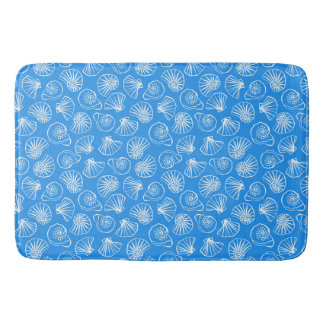 HELDER BLAUW MET WITTE SCHELPEN BADMAT